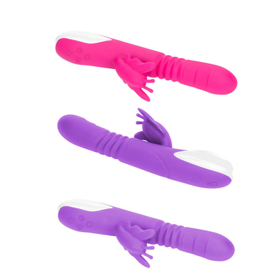 Otomatis Mendorong Kepala Portable USB Charger Kelinci Vibrator Untuk Wanita