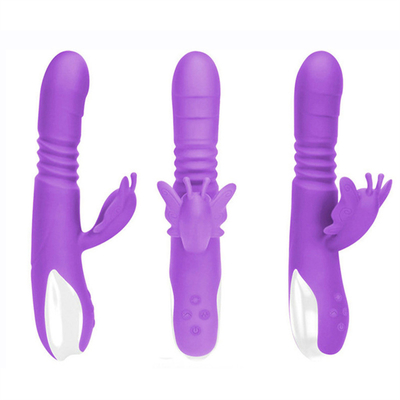 Otomatis Mendorong Kepala Portable USB Charger Kelinci Vibrator Untuk Wanita