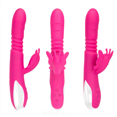 Otomatis Mendorong Kepala Portable USB Charger Kelinci Vibrator Untuk Wanita