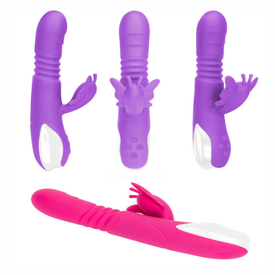 Otomatis Mendorong Kepala Portable USB Charger Kelinci Vibrator Untuk Wanita
