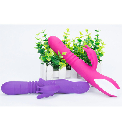 Otomatis Mendorong Kepala Portable USB Charger Kelinci Vibrator Untuk Wanita