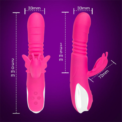 Otomatis Mendorong Kepala Portable USB Charger Kelinci Vibrator Untuk Wanita