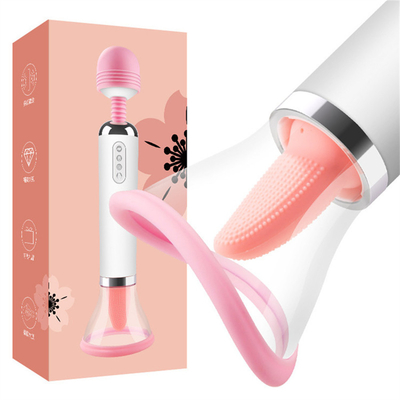 Dual Heed AV Tongue Licking Tongue Suction Vibrator Vagina Pussy Massage Vibrator Masturbasi Wanita