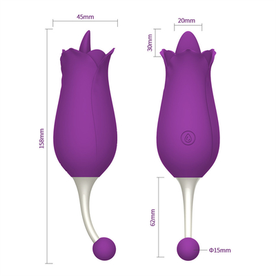 Double Heads Rose Vibrator Nipple Stimulasi Klitoris Pijat Vibrator Lipsing Pussy Vibrator Sex Toy Untuk Wanita