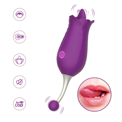 Double Heads Rose Vibrator Nipple Stimulasi Klitoris Pijat Vibrator Lipsing Pussy Vibrator Sex Toy Untuk Wanita