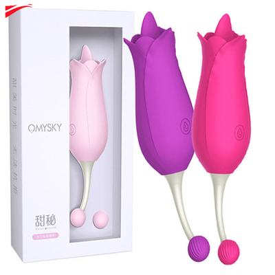 Double Heads Rose Vibrator Nipple Stimulasi Klitoris Pijat Vibrator Lipsing Pussy Vibrator Sex Toy Untuk Wanita