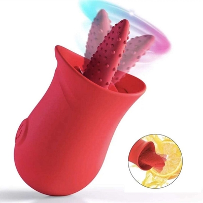 Kualitas tinggi silikon isi ulang portabel mawar lidah menjilat pijat vibrator untuk wanita