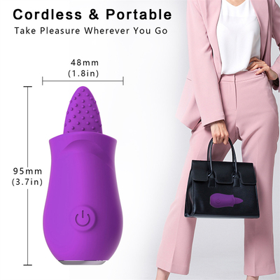 Kualitas tinggi silikon isi ulang portabel mawar lidah menjilat pijat vibrator untuk wanita