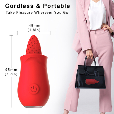 Kualitas tinggi silikon isi ulang portabel mawar lidah menjilat pijat vibrator untuk wanita