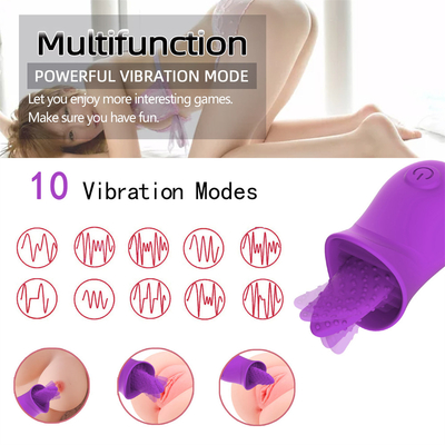 Kualitas tinggi silikon isi ulang portabel mawar lidah menjilat pijat vibrator untuk wanita