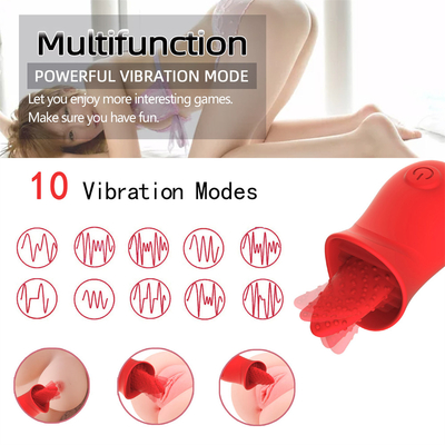 Kualitas tinggi silikon isi ulang portabel mawar lidah menjilat pijat vibrator untuk wanita