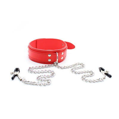 Kalung Kulit Baru Dengan Clamp Payudara Clip Rantai Pasangan SM Mainan Seks Untuk Wanita Alat Seks Pasangan Permainan Dewasa