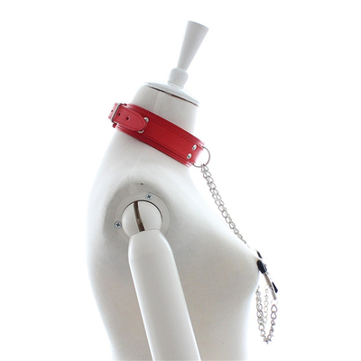 Kalung Kulit Baru Dengan Clamp Payudara Clip Rantai Pasangan SM Mainan Seks Untuk Wanita Alat Seks Pasangan Permainan Dewasa