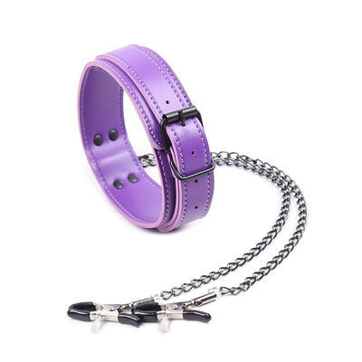 Kalung Kulit Baru Dengan Clamp Payudara Clip Rantai Pasangan SM Mainan Seks Untuk Wanita Alat Seks Pasangan Permainan Dewasa