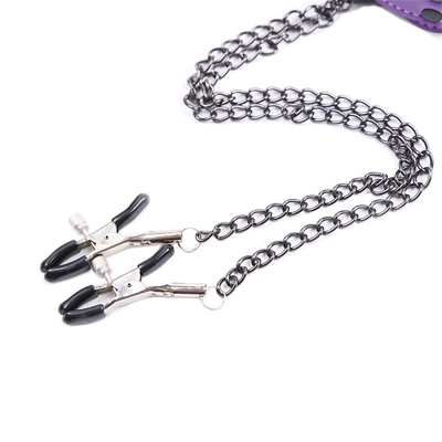 Kalung Kulit Baru Dengan Clamp Payudara Clip Rantai Pasangan SM Mainan Seks Untuk Wanita Alat Seks Pasangan Permainan Dewasa
