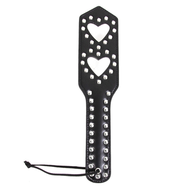 Rivets Double Hollow Heart Menampar Paddle Kulit Perbudakan Pelacur dihukum Paddle