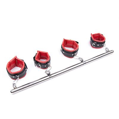 Spreader Bar PU Kulit Genggam &amp; Ankle Cuff Produk Seks untuk Perbudakan Wanita