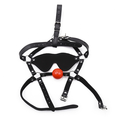 Kulit Gag Blindfold Bondage Hot Mulut Kerongkongan Bola hitam PU Kulit Blindfold