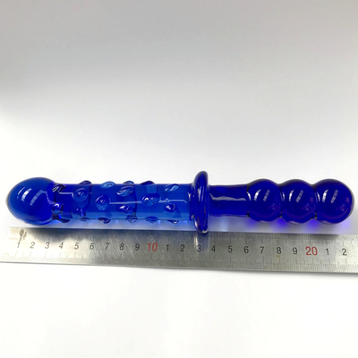 Glass Dildo Biru Prostat Massager Crystal Glass Dildo Mainan Seks Untuk Wanita