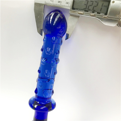 Glass Dildo Biru Prostat Massager Crystal Glass Dildo Mainan Seks Untuk Wanita