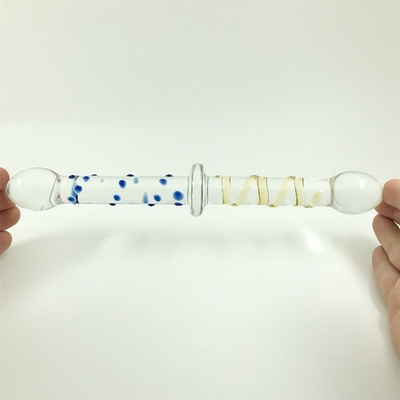 Dildos kaca berwarna-warni Dildos kaca kepala ganda Penutup pantat anal besar Dildos kaca pyrex untuk wanita