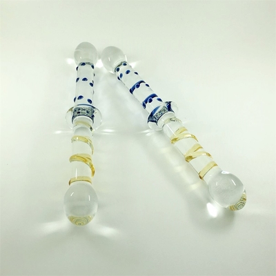 Dildos kaca berwarna-warni Dildos kaca kepala ganda Penutup pantat anal besar Dildos kaca pyrex untuk wanita