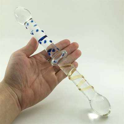 Dildos kaca berwarna-warni Dildos kaca kepala ganda Penutup pantat anal besar Dildos kaca pyrex untuk wanita