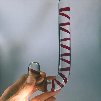 Natural curving Umbrella Handle Crystal Dildo Massage Wand Glass penis untuk orang dewasa Hadiah