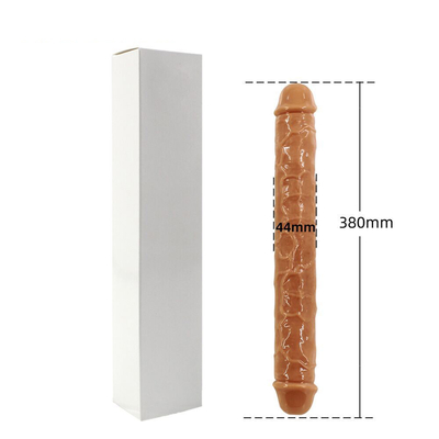 Super Soft TPE Dua Kepala Dildo Realistik Seks Mainan Penis Untuk Wanita