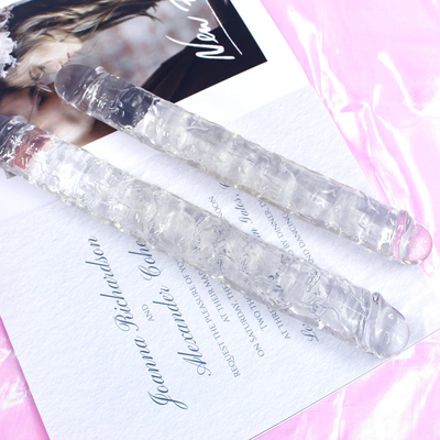Super Soft TPE Dua Kepala Dildo Realistik Seks Mainan Penis Untuk Wanita
