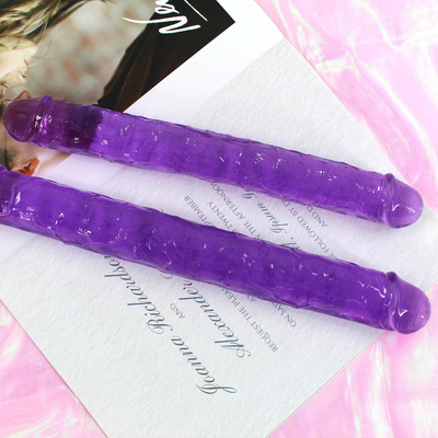 Super Soft TPE Dua Kepala Dildo Realistik Seks Mainan Penis Untuk Wanita