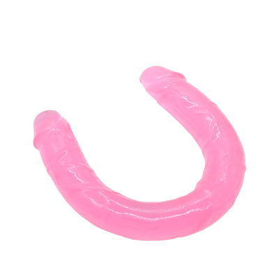 Dildo TPE Medis Dildo Bentuk U Penis Kepala Ganda Untuk Masturbasi Wanita