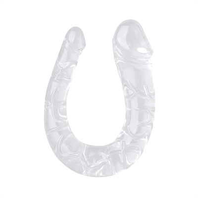 Dildo TPE Medis Dildo Bentuk U Penis Kepala Ganda Untuk Masturbasi Wanita