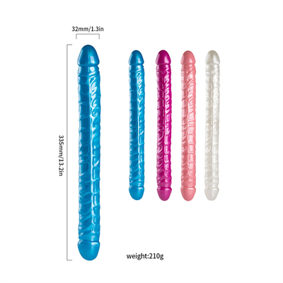 Jellies-Realistic Double Dong Adult Dildo Sex Toys untuk Lesbian Waterproof Flexible Dildo untuk Wanita Vaginal G-spot dan An