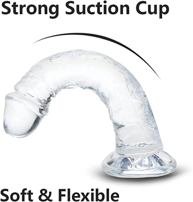Realistis Jelly Dildo untuk pemula, 7 inci Crystal G-Spot Dildos, Fleksibel Penis Penis dengan Suction Cup untuk Hand Free Pl