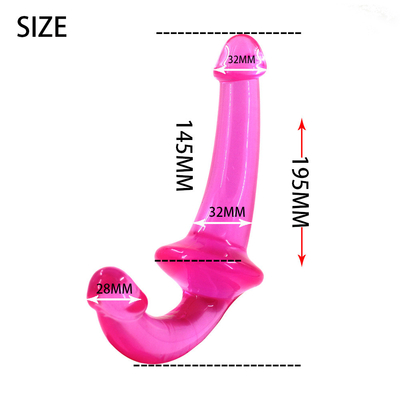 Erotis Double Ended Transparansi Tinggi TPE Penis Strapon Penis Lesbian Sex Toys Strapless Dildo