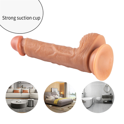 Kulit Rasa Realistis Dildo Bahan Lembut Besar Penis Besar Dengan cangkir hisap Mainan Seks untuk Wanita Wanita Masturbasi