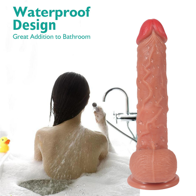 Besar Cairan Silikon Kualitas Tinggi Penis Dildo Daging Warna Dildo Untuk Wanita Kuat 9 Inci Teleskopik Vibrating Dildo