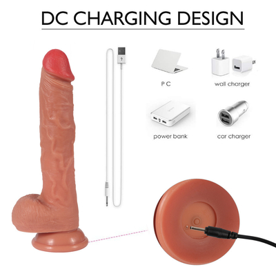 Besar Cairan Silikon Kualitas Tinggi Penis Dildo Daging Warna Dildo Untuk Wanita Kuat 9 Inci Teleskopik Vibrating Dildo