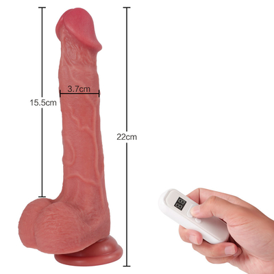 Wireless remote control penis silikon wanita masturbasi produk dewasa mainan seks pemanasan telescopic dildo vibrator