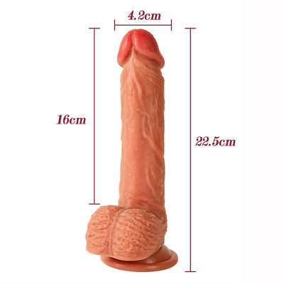 Dildo realistis untuk wanita dengan dasar cangkir sedot yang membesar Penis fleksibel dengan poros melengkung dan bola untuk vagina G-spot dan A