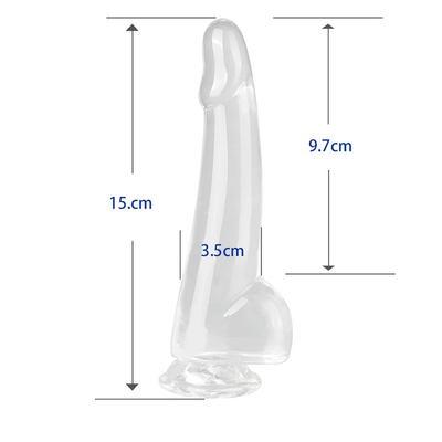 Realistis Jelas Dildo 8,6 inci Transparan kecil glans besar tebal dildo dengan cangkir sedot fleksibel Jelly Penis Dong Seks To
