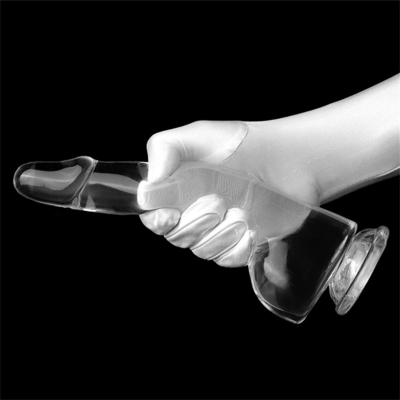 Realistis Jelas Dildo 8,6 inci Transparan kecil glans besar tebal dildo dengan cangkir sedot fleksibel Jelly Penis Dong Seks To