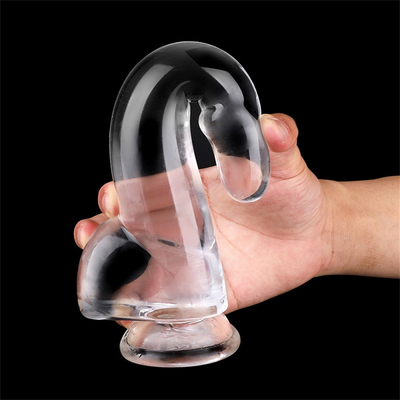 Realistis Jelas Dildo 8,6 inci Transparan kecil glans besar tebal dildo dengan cangkir sedot fleksibel Jelly Penis Dong Seks To