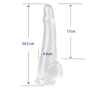 Realistis Jelas Dildo 8,6 inci Transparan kecil glans besar tebal dildo dengan cangkir sedot fleksibel Jelly Penis Dong Seks To