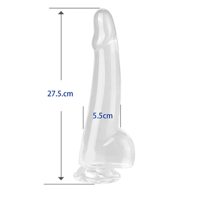 Realistis Jelas Dildo 8,6 inci Transparan kecil glans besar tebal dildo dengan cangkir sedot fleksibel Jelly Penis Dong Seks To