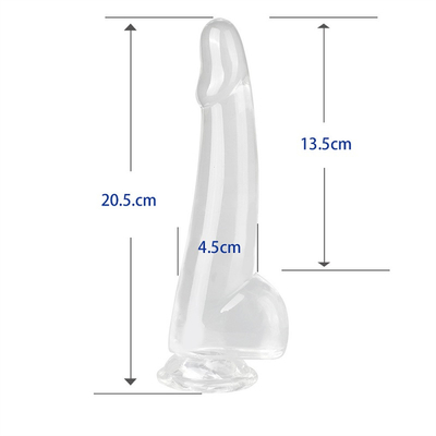 Realistis Jelas Dildo 8,6 inci Transparan kecil glans besar tebal dildo dengan cangkir sedot fleksibel Jelly Penis Dong Seks To