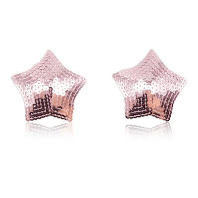 Sequin Silikon yang dapat digunakan kembali Adhesive Nipple Cover Pasties Bra With Tassel Star Pasties Nipple Covers