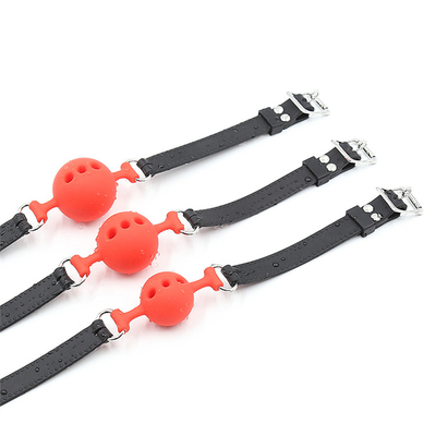 Silikon Ball Gag, napas mulut gag dengan sabuk silikon untuk Adult Play