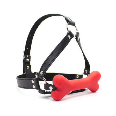 SM Dog Bone Mouth Gag Plug Silikon BDSM Kulit Pasangan Menggoda Mainan Pengendalian Dewasa Untuk Pasangan